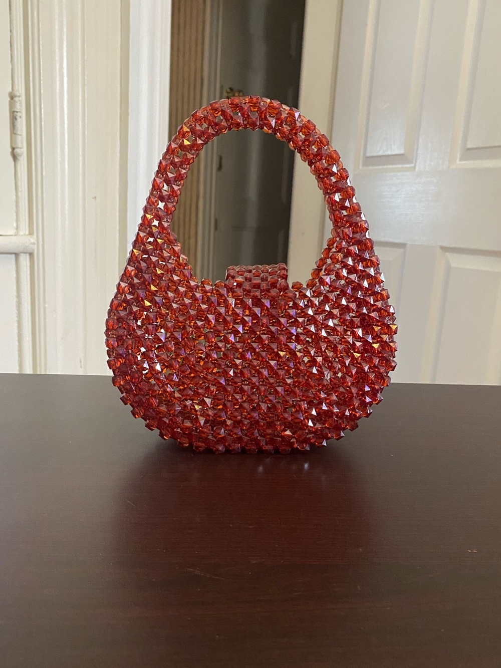 Handmade beaded in burgundy,Clutch  Women's Handbag Beaded Purse